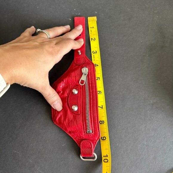 Balenciaga Red Leather Hand Wrist Cuff Coin Purse Mini Wallet - Picture 8 of 9